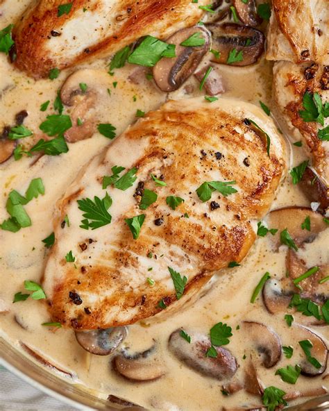 How many protein are in chicken breasts with mushroom sage sauce - calories, carbs, nutrition