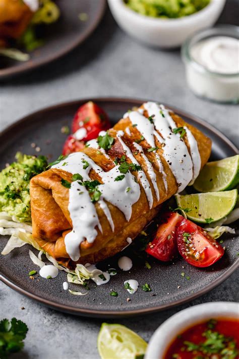 How many protein are in chicken chimichanga - plate - calories, carbs, nutrition