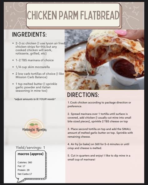 How many protein are in chicken parmesan flatbread melt - calories, carbs, nutrition