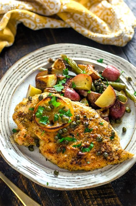 How many protein are in chicken piccata and roasted potatoes - calories, carbs, nutrition