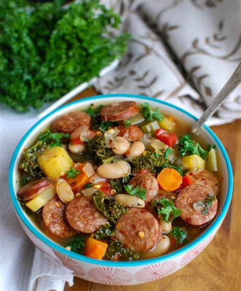 How many protein are in chicken sausage white bean and kale soup - calories, carbs, nutrition