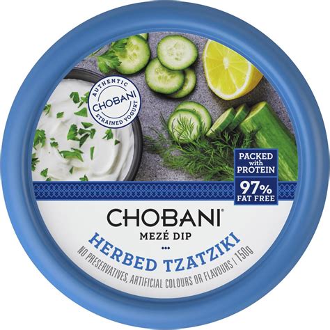 How many protein are in chobani meze dip herbed tzatziki - calories, carbs, nutrition