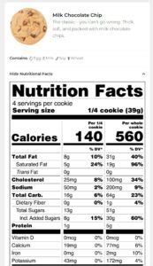 How many protein are in chocolate chip cookie - calories, carbs, nutrition