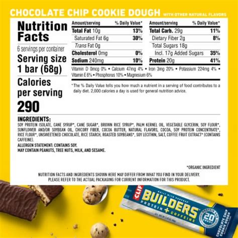 How many protein are in chocolate chip cookie dough - calories, carbs, nutrition