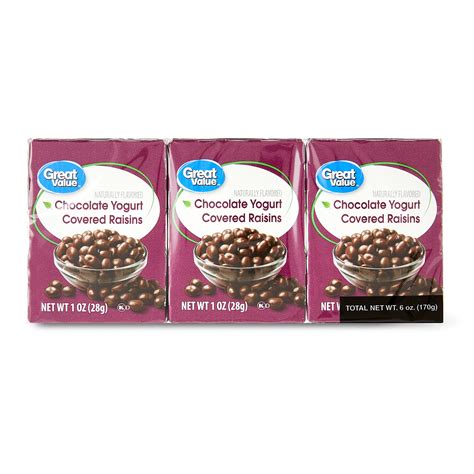 How many protein are in chocolate yogurt covered raisins - calories, carbs, nutrition