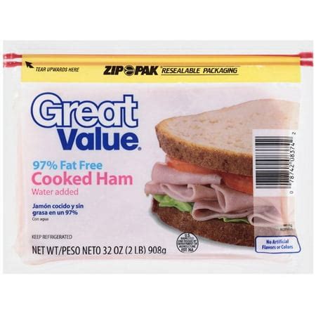 How many protein are in cooked ham (97% fat free) - calories, carbs, nutrition