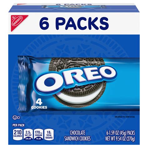 How many protein are in cookie sandwich oreo 6 pack - calories, carbs, nutrition