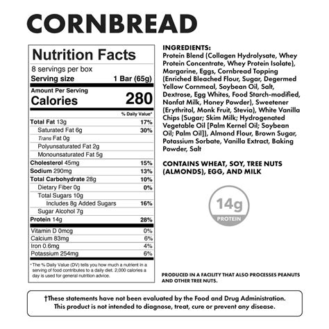 How many protein are in cornbread mix hsp slc=4x6 - calories, carbs, nutrition