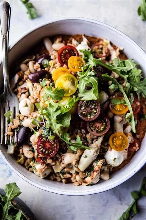 How many protein are in curried farro salad with shredded chicken on naan bread toast points - calories, carbs, nutrition