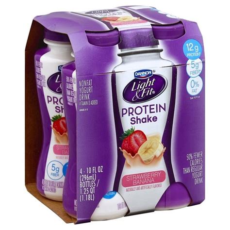 How many protein are in dannon, light 'n fit nonfat strawberry-banana yogurt - calories, carbs, nutrition