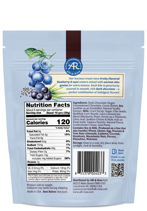 How many protein are in dark choc blueberry & almond bar - calories, carbs, nutrition