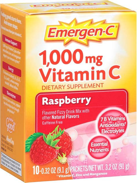 How many protein are in emergen c 1, 000 mg vitamin c raspberry - calories, carbs, nutrition