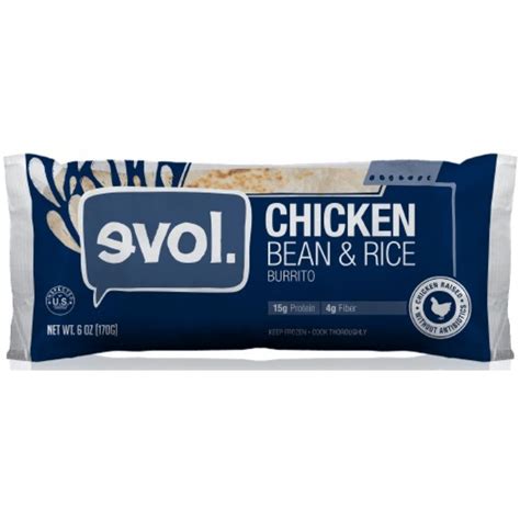 How many protein are in evol chicken bean and rice burrito - calories, carbs, nutrition