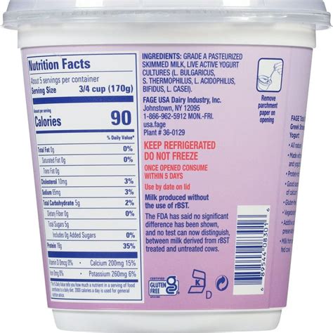 How many protein are in fage - calories, carbs, nutrition