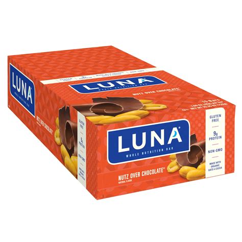 How many protein are in formulated bar, luna bar, nutz over chocolate - calories, carbs, nutrition