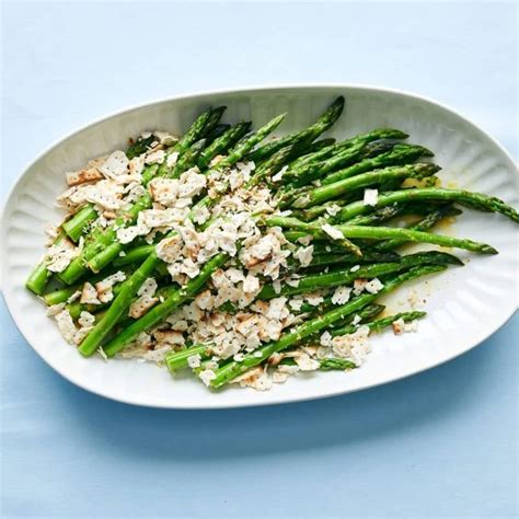 How many protein are in fresh asparagus with matzo crumble - calories, carbs, nutrition