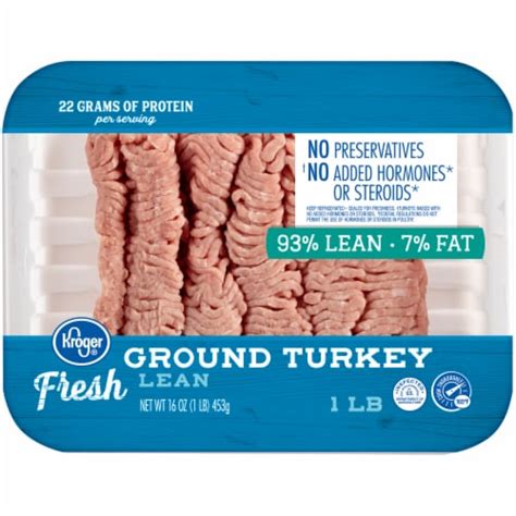 How many protein are in fresh ground turkey (lean 93/7) - calories, carbs, nutrition