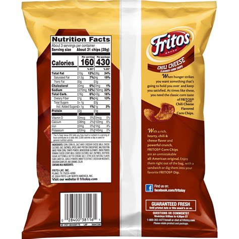 How many protein are in fritos - calories, carbs, nutrition