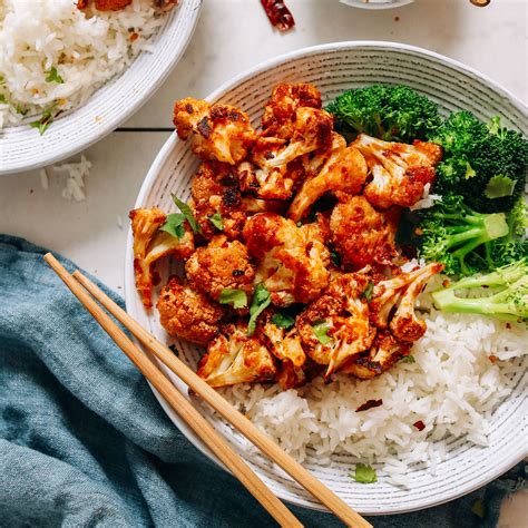 How many protein are in general tso cauliflower with rice and vegetarian egg roll - calories, carbs, nutrition