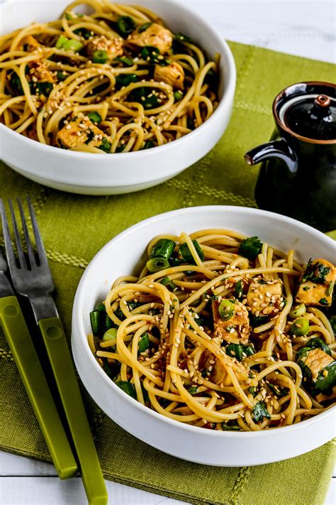 How many protein are in ginger sesame noodles with chicken - calories, carbs, nutrition