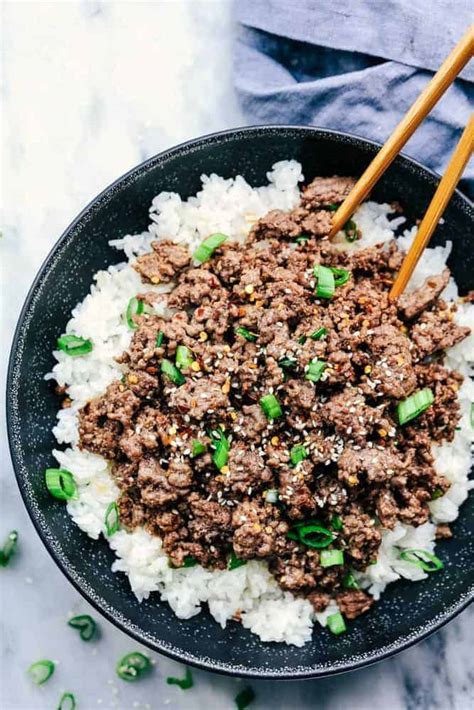 How many protein are in ginger-pepper beef over steamed rice - calories, carbs, nutrition