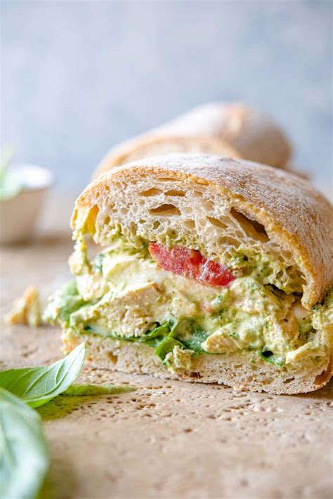 How many protein are in grilled chicken pesto on ciabatta - calories, carbs, nutrition