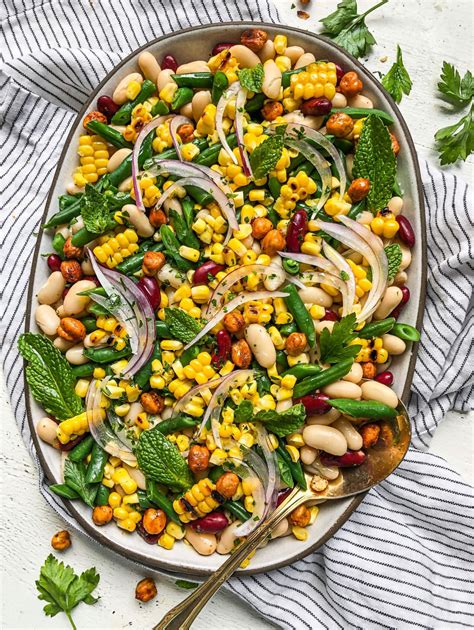 How many protein are in grilled corn, bean salad - calories, carbs, nutrition