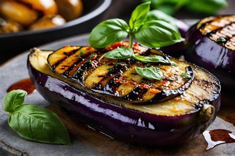 How many protein are in grilled eggplant with basil - calories, carbs, nutrition