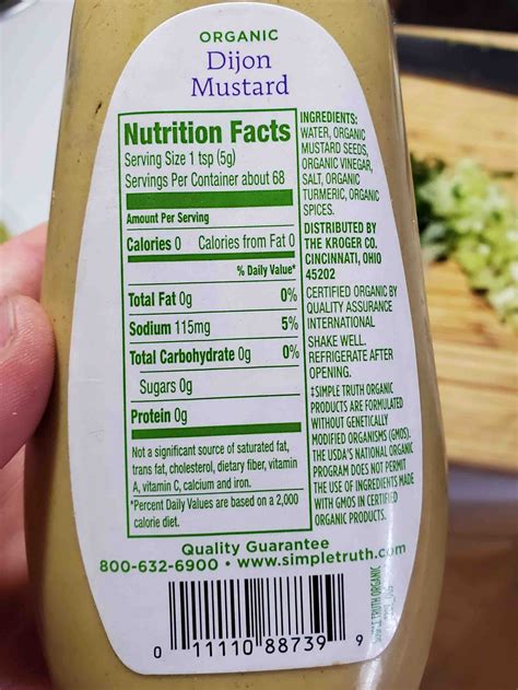 How many protein are in honey dijon mustard - calories, carbs, nutrition