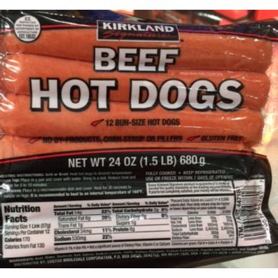 How many protein are in hot dog all beef 5-1 new york - calories, carbs, nutrition