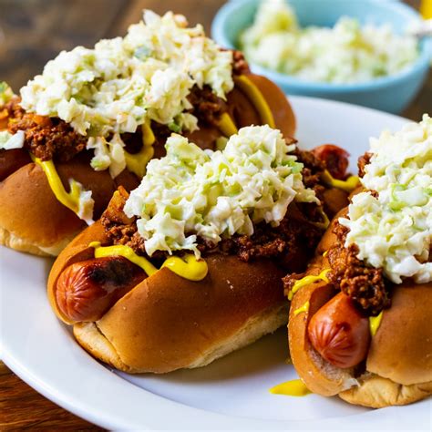 How many protein are in hot dogs with slaw and chili - calories, carbs, nutrition