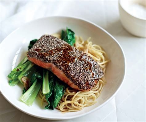 How many protein are in japanese style crusted salmon - calories, carbs, nutrition