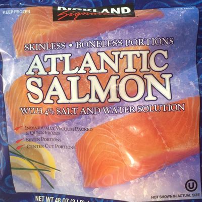 How many protein are in kirkland - atlantic salmon - calories, carbs, nutrition