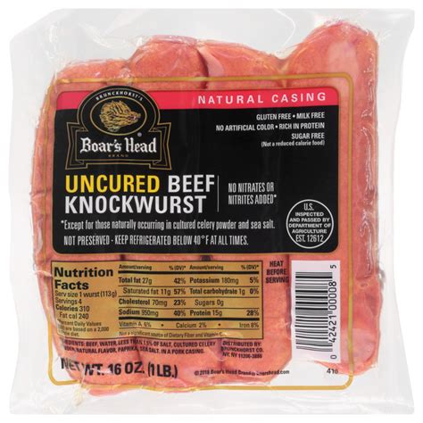 How many protein are in knackwurst - calories, carbs, nutrition