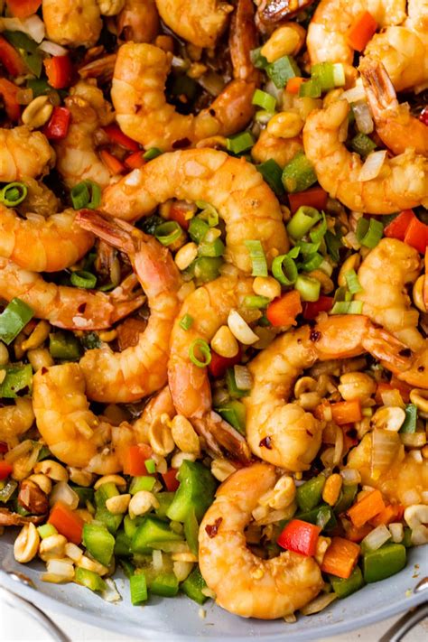 How many protein are in kung pao shrimp & scallops with rice - calories, carbs, nutrition