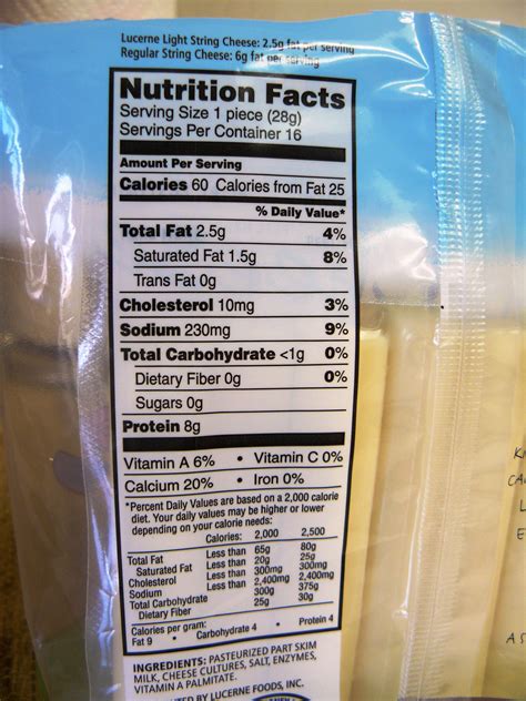 How many protein are in light string cheese - calories, carbs, nutrition