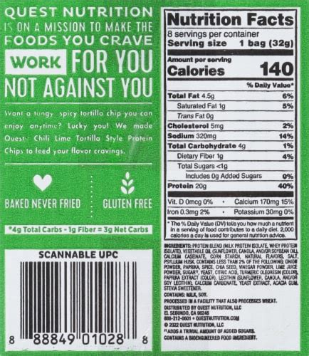 How many protein are in lime chips - calories, carbs, nutrition