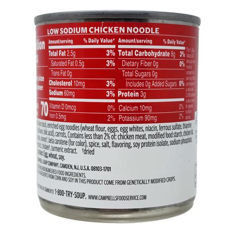 How many protein are in low sodium chicken noodle soup - calories, carbs, nutrition