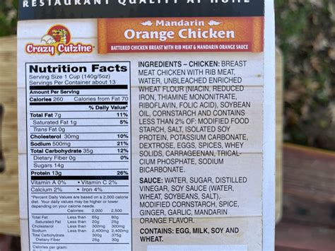 How many protein are in mandarin orange chicken - calories, carbs, nutrition