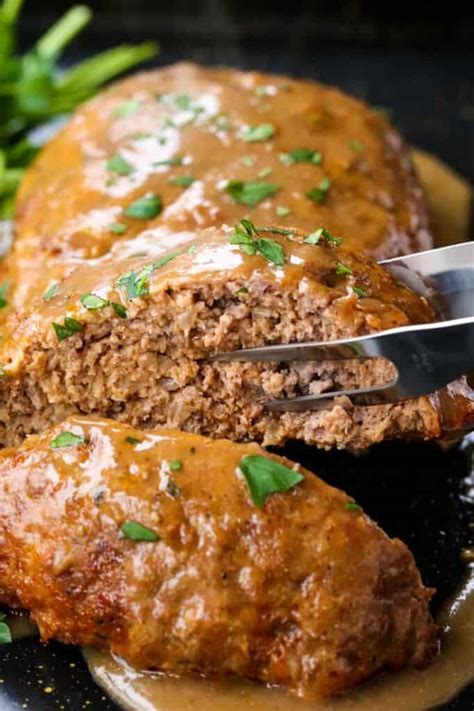 How many protein are in meat loaf with brown gravy - calories, carbs, nutrition