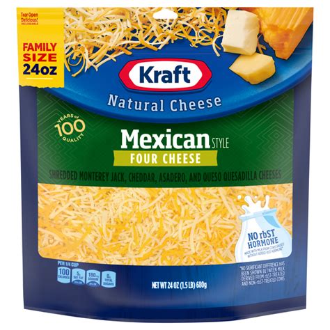 How many protein are in mexican four cheese shredded - calories, carbs, nutrition
