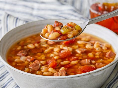 How many protein are in navy bean soup, tomato broth soup - calories, carbs, nutrition