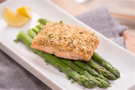 How many protein are in oat encrusted salmon with bbq glaze - calories, carbs, nutrition