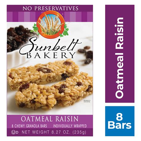 How many protein are in oatmeal raisin granola bar - calories, carbs, nutrition
