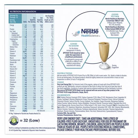 How many protein are in optifast shake - calories, carbs, nutrition