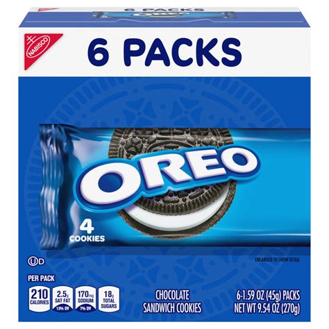 How many protein are in oreo 6 pack - calories, carbs, nutrition