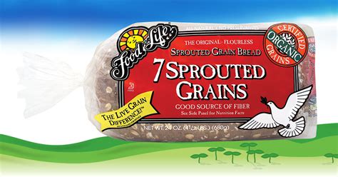 How many protein are in organic flour less sprouted 7 grain bread - calories, carbs, nutrition