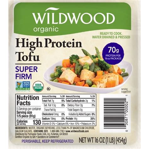 How many protein are in organic high protein tofu (g) - calories, carbs, nutrition