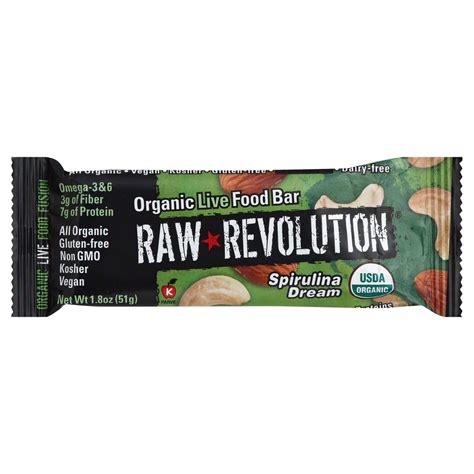 How many protein are in organic live food bar (spirulina dream) - calories, carbs, nutrition