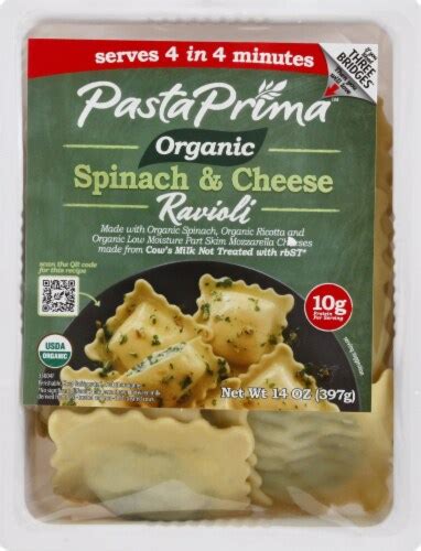 How many protein are in organic spinach and cheese ravioli - calories, carbs, nutrition